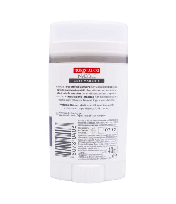 Antiperspirant stick Borotalco Invisible cu talc 40 ml