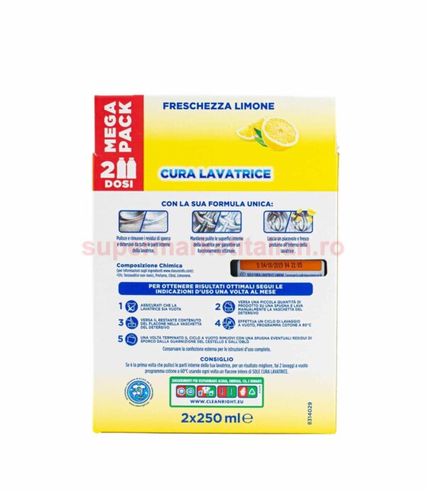 Detergent Sole pentru curățarea mașinii de spălat rufe 2 doze 2 x 250 ml