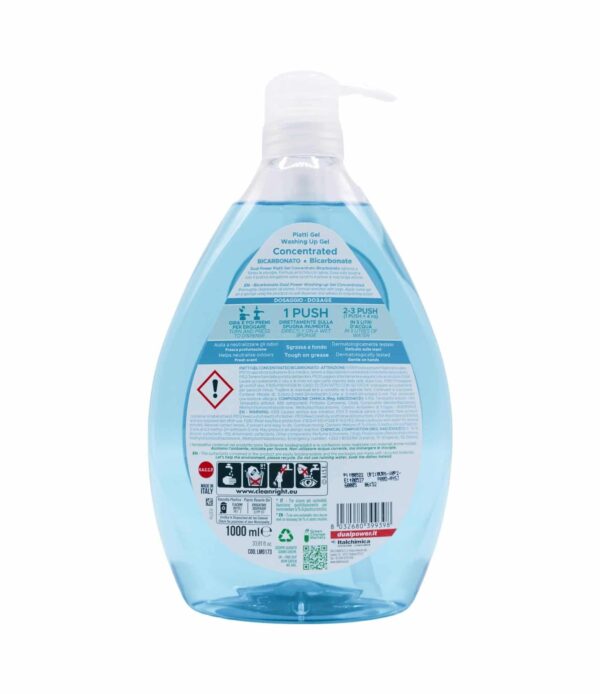 Detergent concentrat vase Dual Power cu bicarbonat și salvie 1000 ml