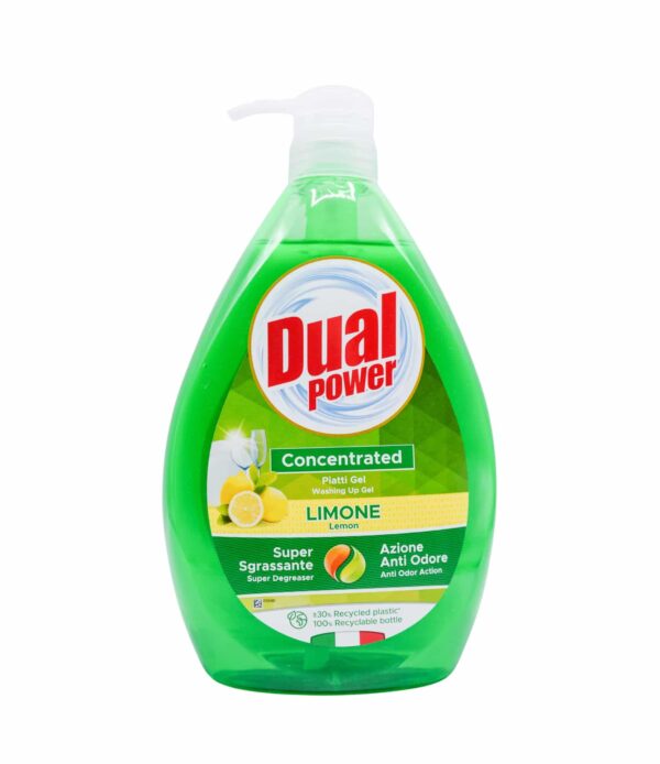 Detergent concentrat vase Dual Power cu lămâie 1000 ml