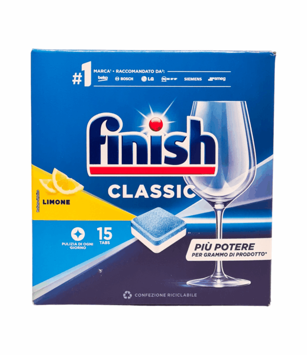 Detergent de vase tablete Finish Classic Lămâie 15 bucăți