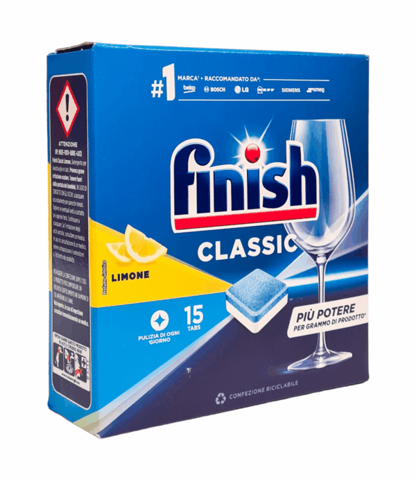Detergent de vase tablete Finish Classic Lămâie 15 bucăți