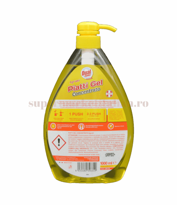 Detergent concentrat vase Dual Power cu citrice 1000 ml