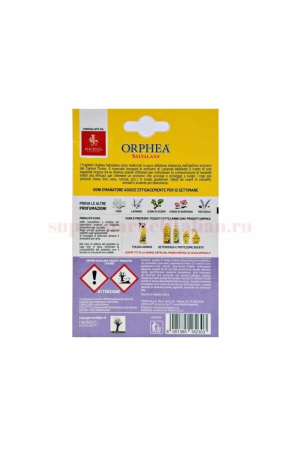 Folii Parfumate pentru Haine Orphea cu Lavandă pentru Lână și Fibre Naturale 12 bucăți