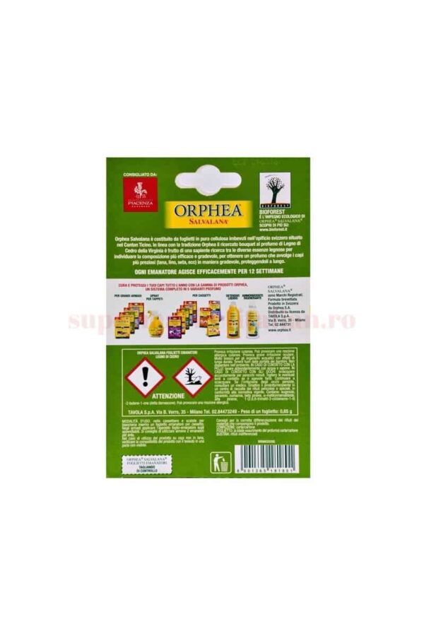 Folii Parfumate pentru Haine Orphea cu Lemn de Cedru din Virginia 12 bucăți