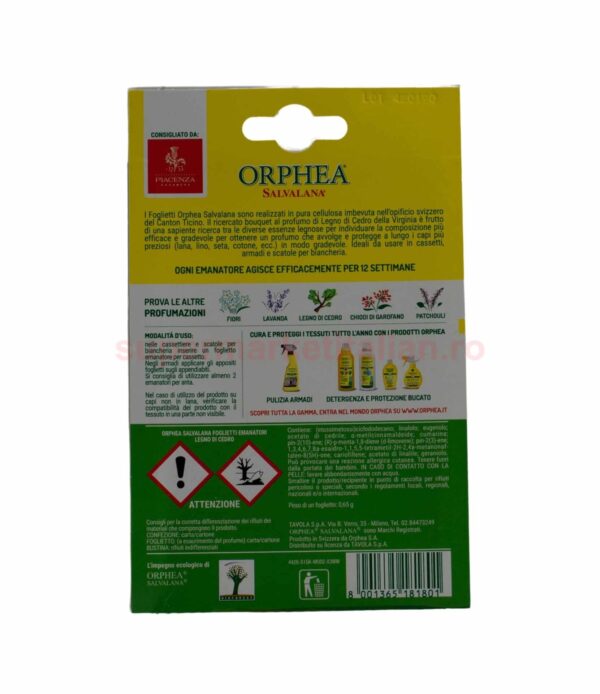 Folii Parfumate pentru Haine Orphea cu Lemn de Cedru din Virginia 12 bucăți