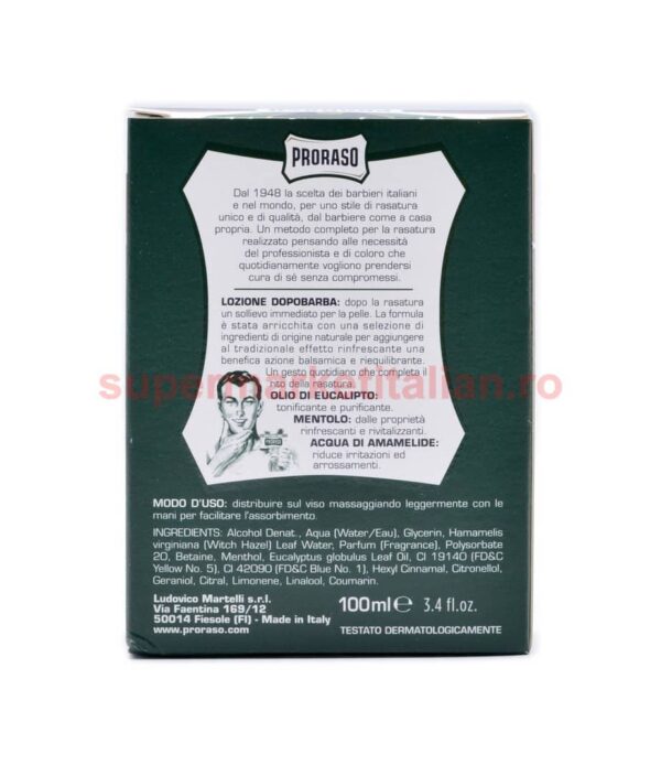 Loțiune după bărbierit Proraso cu Ulei de Eucalipt și Mentol 100 ml