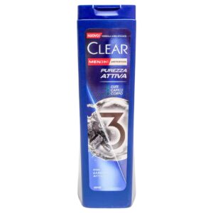 Șampon antimătreață Clear Men 3in1 cu cărbune activ 225 ml
