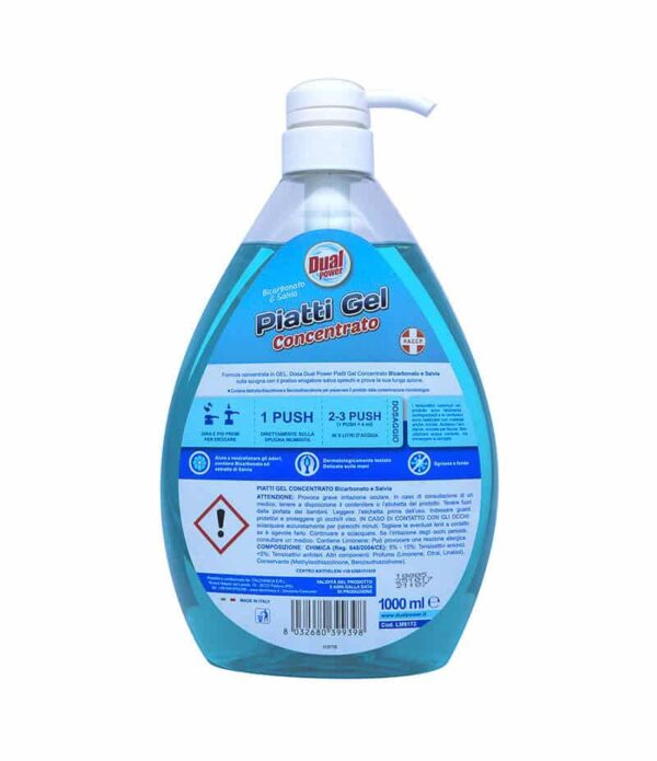 Detergent concentrat vase Dual Power cu bicarbonat și salvie 1000 ml